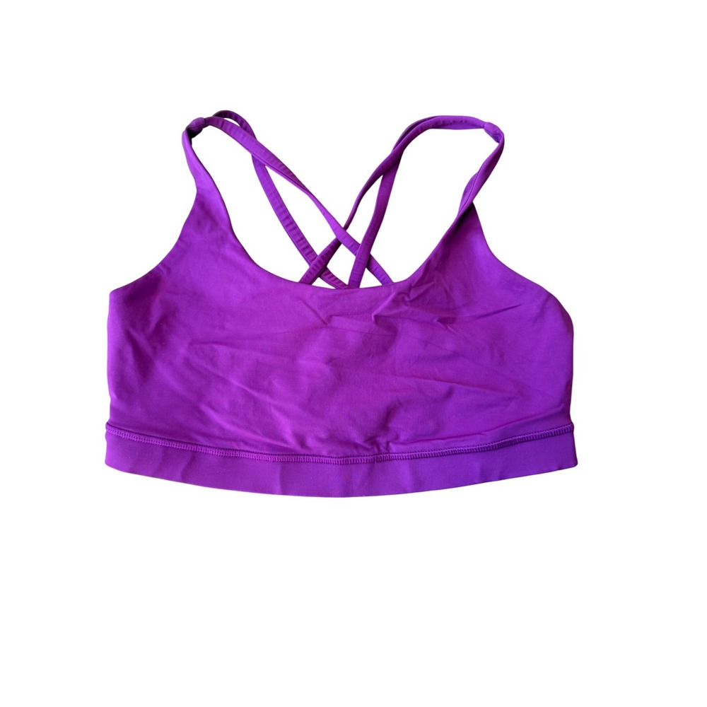 Lululemon Free To Be Wild Sports Bra Purple Strappy Back Size 10 Low Impact Yoga